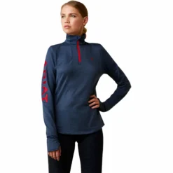 Ariat Women's Team Gridwork 1/4 Zip Baselayer Navy