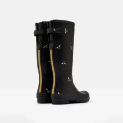 Joules Welly Print With Adjustable Back Gusset - Black Metallic Bees -Equestrian Riding Clothing Store 204270 BLKMTLBEES 2