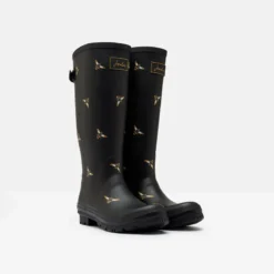 Joules Welly Print With Adjustable Back Gusset - Black Metallic Bees -Equestrian Riding Clothing Store 204270 BLKMTLBEES 3