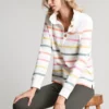 Joules Southwold Buttoned Sweatshirt - Multi Cream Stripe