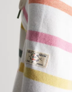 Joules Southwold Buttoned Sweatshirt - Multi Cream Stripe -Equestrian Riding Clothing Store 219864 MULTCRMST204