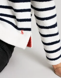 Joules Seagate Chenille Hoody - Navy Cream -Equestrian Riding Clothing Store 220161 NAVCRMSTP 3