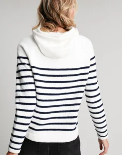 Joules Seagate Chenille Hoody - Navy Cream -Equestrian Riding Clothing Store 220161 NAVCRMSTP 5