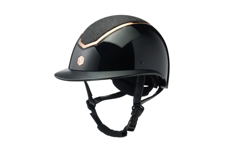 Charles Owen EQx Kylo Riding Helmet - Black Gloss/Rose Gold Sparkly Wide Peak 2 Charles Owen EQx Kylo Riding Helmet - Black Gloss/Rose Gold Sparkly Wide Peak - Image 2