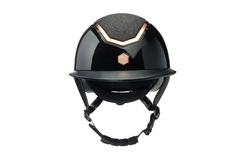 Charles Owen EQx Kylo Riding Helmet - Black Gloss/Rose Gold Sparkly Wide Peak 1 Charles Owen EQx Kylo Riding Helmet - Black Gloss/Rose Gold Sparkly Wide Peak
