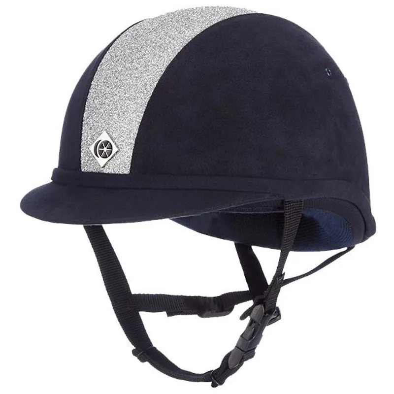Charles Owen YR8 Sparkly Centre Children's Velvet Riding Hat Navy / Silver 1 Charles Owen YR8 Sparkly Centre Children's Velvet Riding Hat Navy / Silver