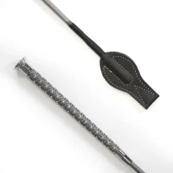 KM Elite Silver Braided Junior Whip In Silver Grey