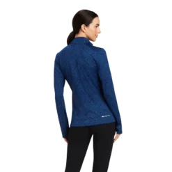 Ariat Women's Prophecy 1/4 Zip Baselayer Estate Blue 10 Ariat Women's Prophecy 1/4 Zip Baselayer Estate Blue -Equestrian Riding Clothing Store F22 WMS ENGL 10041216 back