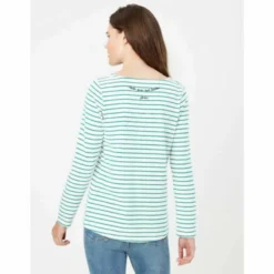 Joules Harbour Embroidered Top - Green Pheasant Stripe -Equestrian Riding Clothing Store Green20Pheasant203