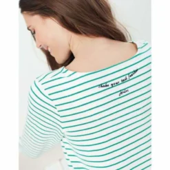 Joules Harbour Embroidered Top - Green Pheasant Stripe -Equestrian Riding Clothing Store Green20Pheasant204