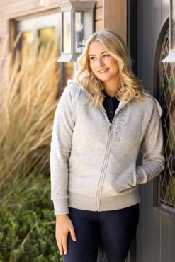 LeMieux Ladies Elite Sherpa Lined Zip Through Hoodie Grey Marl -Equestrian Riding Clothing Store IT03161 lifestyle eliteladiessherpalinedhoodie greymarl 1