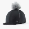 Premier Equine Jersey Hat Silk With Faux Fur Pom Pom Black