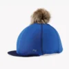 Premier Equine Jersey Hat Silk With Faux Fur Pom Pom Royal Blue