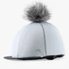 Premier Equine Jersey Hat Silk With Faux Fur Pom Pom White