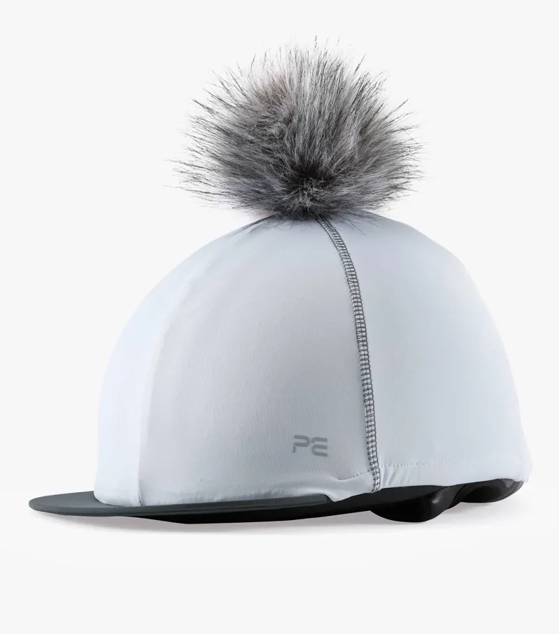 Premier Equine Jersey Hat Silk With Faux Fur Pom Pom White 1 Premier Equine Jersey Hat Silk With Faux Fur Pom Pom White