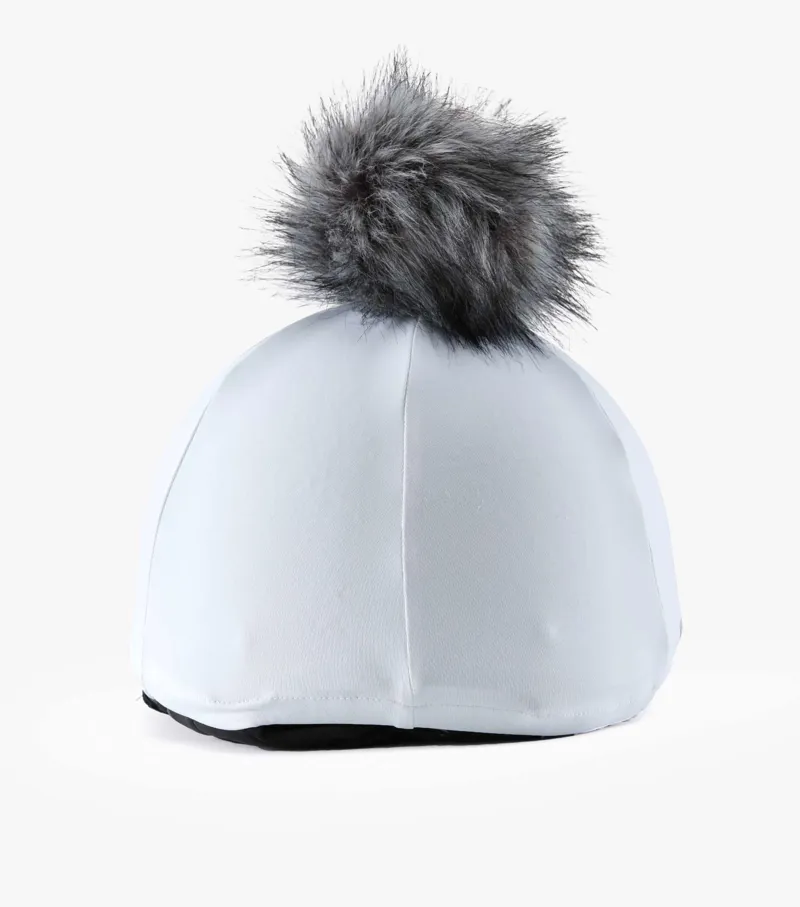 Premier Equine Jersey Hat Silk With Faux Fur Pom Pom White 2 Premier Equine Jersey Hat Silk With Faux Fur Pom Pom White - Image 2