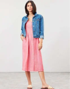 Joules Abby Solid Button Through Strappy Dress Red White -Equestrian Riding Clothing Store Joules Abby Solid Womens Button Through Strappy Dress 8