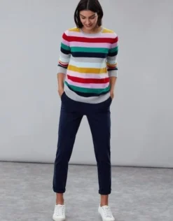 Joules Asha Crew Neck Jumper Rainbow Stripe - UK8 -Equestrian Riding Clothing Store Joules Asha Crew Neck Jumper 1