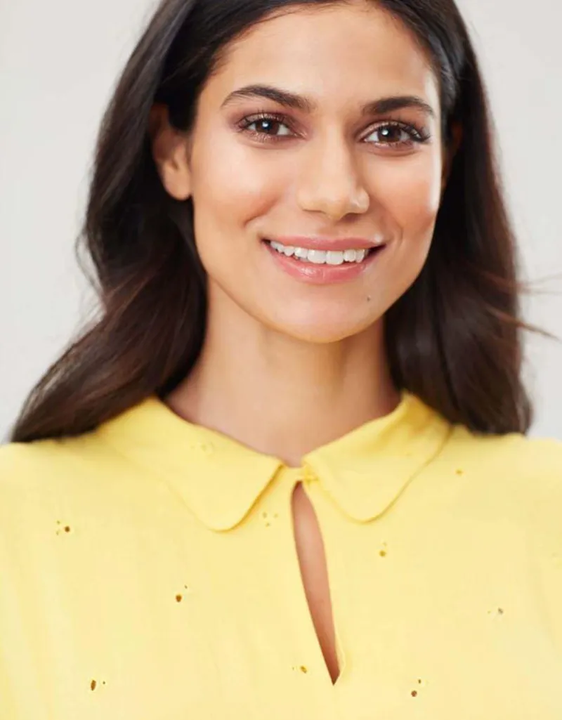 Joules Etty Broderie Women's Dress Yellow Lemon 5 Joules Etty Broderie Women's Dress Yellow Lemon - Image 5