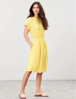 Joules Etty Broderie Women's Dress Yellow Lemon 8 Joules Etty Broderie Women's Dress Yellow Lemon -Equestrian Riding Clothing Store Joules Etty Broderie Womens Dress 8
