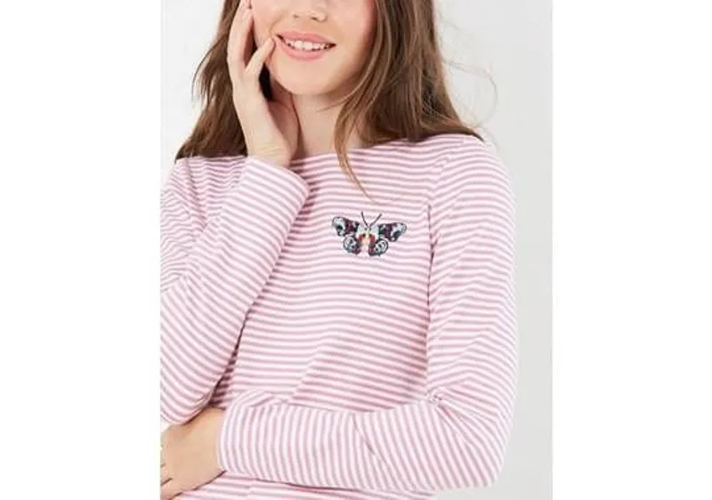 Joules Harbour Embroidered Jersey Top Butterfly Embroidery Stripe 6 Joules Harbour Embroidered Jersey Top Butterfly Embroidery Stripe - Image 6