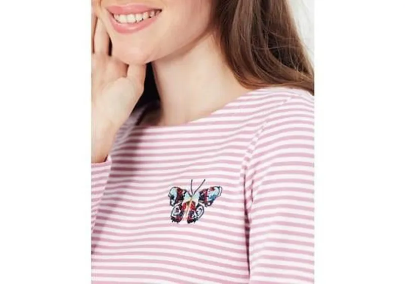 Joules Harbour Embroidered Jersey Top Butterfly Embroidery Stripe 5 Joules Harbour Embroidered Jersey Top Butterfly Embroidery Stripe - Image 5