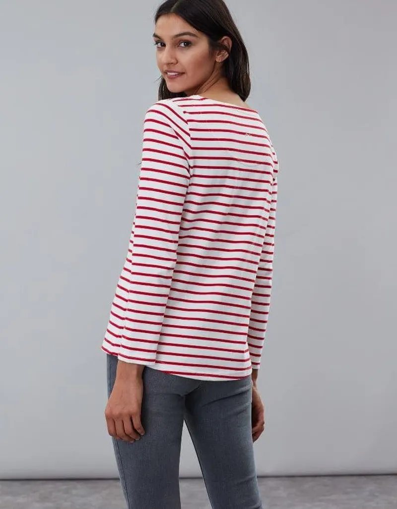 Joules Harbour Luxe Long Sleeve Jersey Top Cream Red Stripe UK8 2 Joules Harbour Luxe Long Sleeve Jersey Top Cream Red Stripe UK8 - Image 2