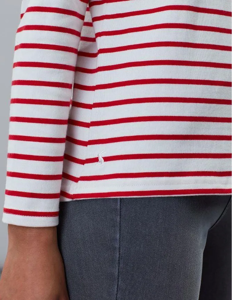 Joules Harbour Luxe Long Sleeve Jersey Top Cream Red Stripe UK8 3 Joules Harbour Luxe Long Sleeve Jersey Top Cream Red Stripe UK8 - Image 3