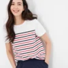 Joules Harbour Stripe Short Sleeved Top Cream Stripe