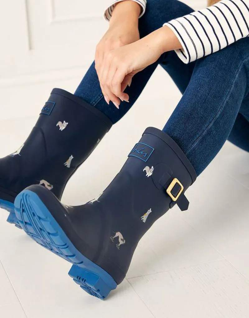 Joules Molly Mid Height Printed Wellies Navy Dogs 3 Joules Molly Mid Height Printed Wellies Navy Dogs - Image 3