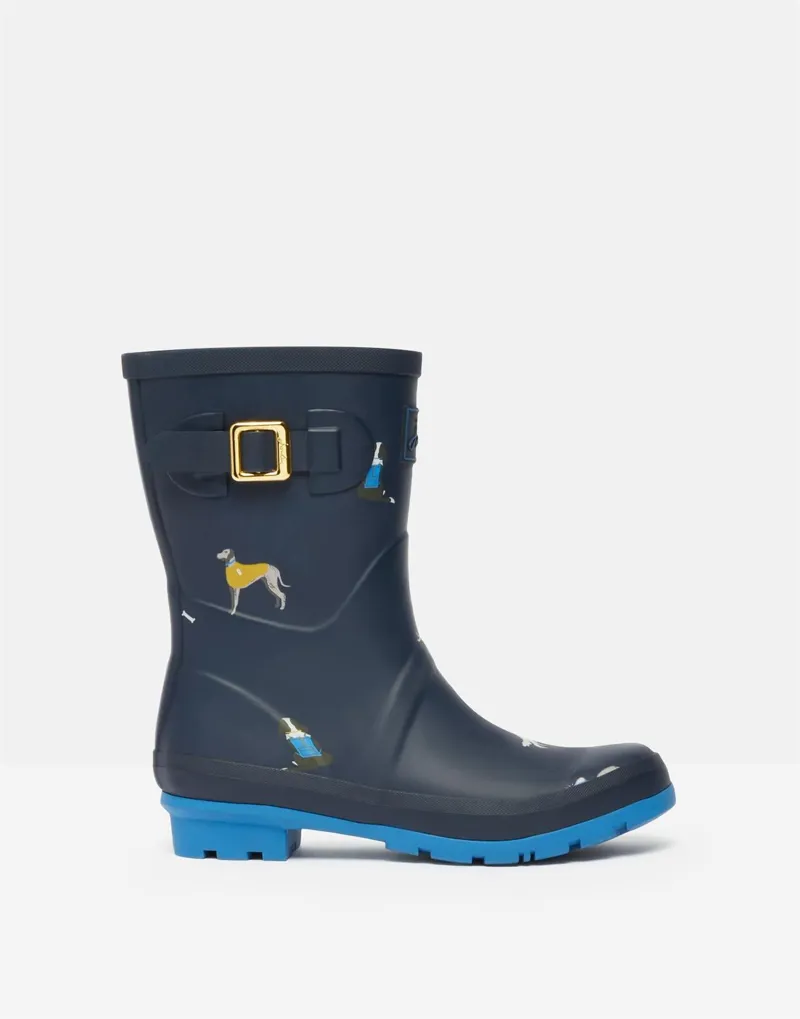 Joules Molly Mid Height Printed Wellies Navy Dogs 2 Joules Molly Mid Height Printed Wellies Navy Dogs - Image 2