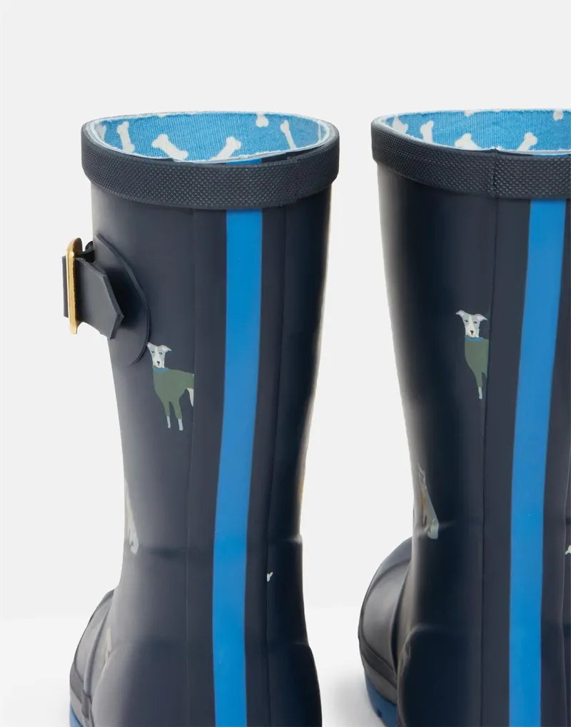 Joules Molly Mid Height Printed Wellies Navy Dogs 4 Joules Molly Mid Height Printed Wellies Navy Dogs - Image 4