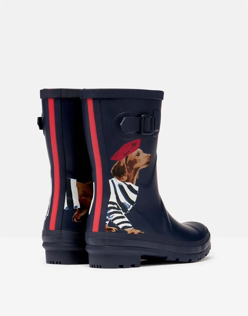 Joules Molly Mid Height Printed Wellies Navy Sausage Dog 1 Joules Molly Mid Height Printed Wellies Navy Sausage Dog