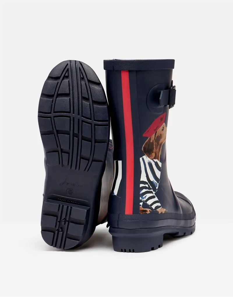 Joules Molly Mid Height Printed Wellies Navy Sausage Dog 3 Joules Molly Mid Height Printed Wellies Navy Sausage Dog - Image 3