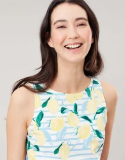 Joules Riva Print Sleeveless Jersey Dress Lemon Stripe Border UK16 -Equestrian Riding Clothing Store Joules Riva Print Womens Sleeveless Jersey Dress 11