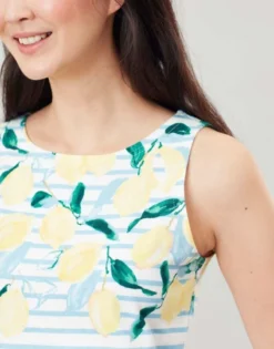 Joules Riva Print Sleeveless Jersey Dress Lemon Stripe Border UK16 -Equestrian Riding Clothing Store Joules Riva Print Womens Sleeveless Jersey Dress 12