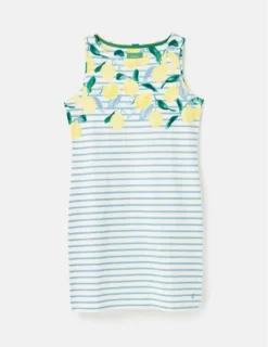 Joules Riva Print Sleeveless Jersey Dress Lemon Stripe Border UK16 -Equestrian Riding Clothing Store Joules Riva Print Womens Sleeveless Jersey Dress 8