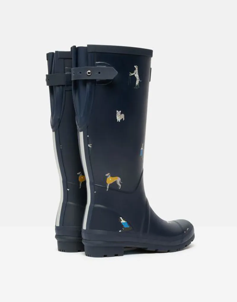 Joules Welly Print With Adjustable Back Gusset Navy Dogs 2 Joules Welly Print With Adjustable Back Gusset Navy Dogs - Image 2