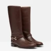 Joules Westcote Knee High Leather Boot Dark Brown