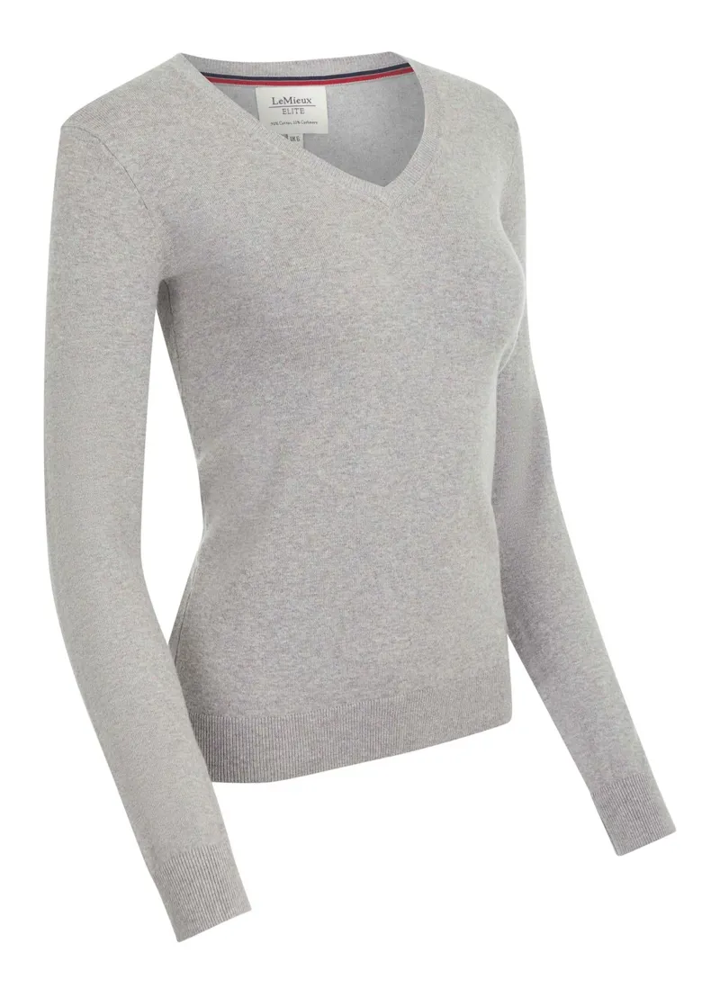 LeMieux Elite Ladies V-Neck Jumper Grey 1 LeMieux Elite Ladies V-Neck Jumper Grey