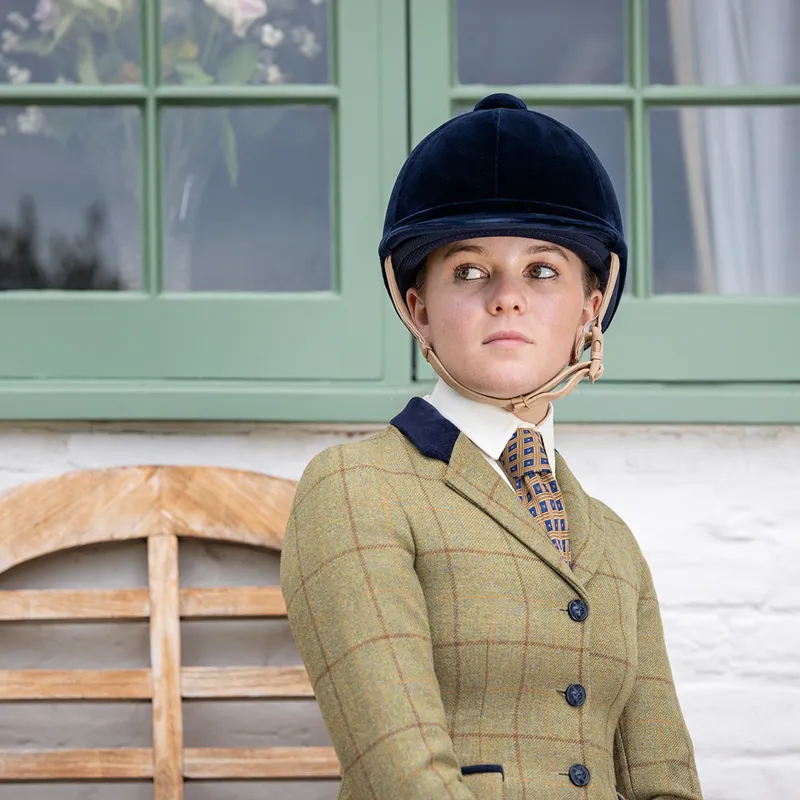 Charles Owen Hampton Velvet Riding Hat Navy 2 Charles Owen Hampton Velvet Riding Hat Navy - Image 2