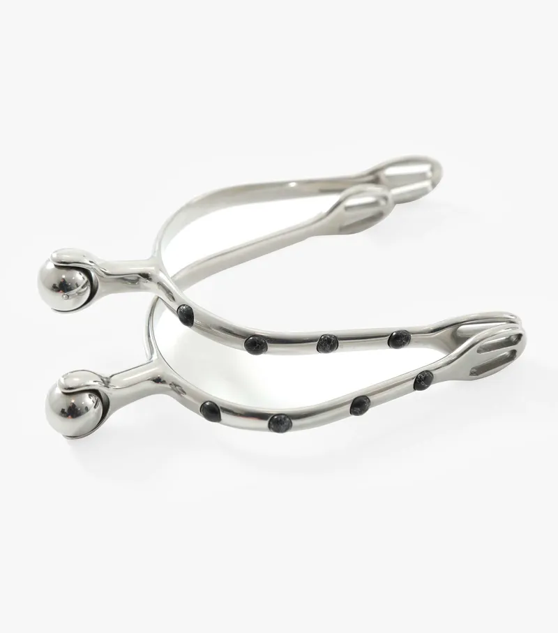 Premier Equine Roller Ball Spurs With Natural Stone Black 1 Premier Equine Roller Ball Spurs With Natural Stone Black