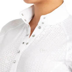 Ariat Women's Showstopper Show Shirt White -Equestrian Riding Clothing Store S21 WMS ENGL 10035263 detail01