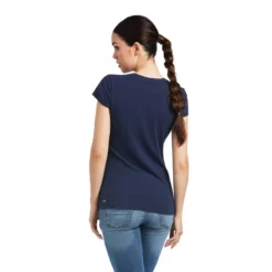 Ariat Women's Vertical Logo T-Shirt Navy -Equestrian Riding Clothing Store S22 WMS ENGL 10039227 back