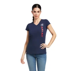 Ariat Women's Vertical Logo T-Shirt Navy