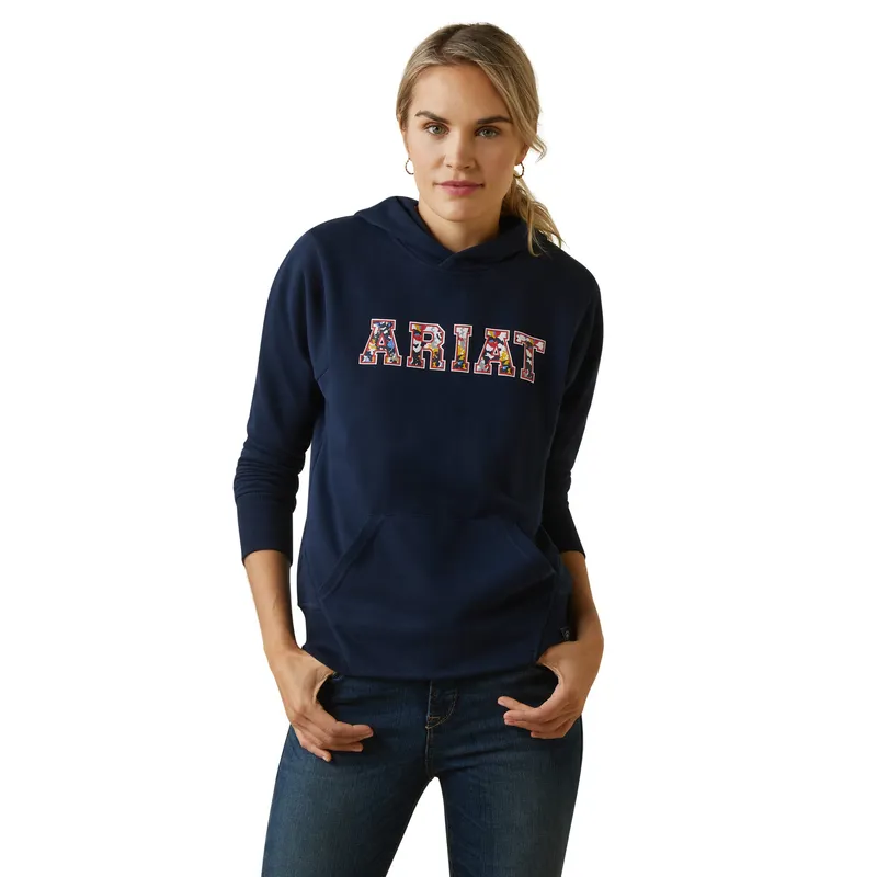 Ariat Women's 3D Logo 2.0 Hoodie Navy/Red 4 Ariat Women's 3D Logo 2.0 Hoodie Navy/Red - Image 4