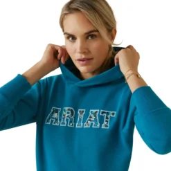 Ariat Women's 3D Logo 2.0 Hoodie Mosaic Blue -Equestrian Riding Clothing Store S23 WMS ENGL 10043321 detail01