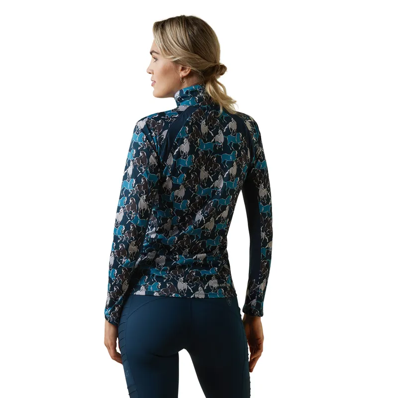 Ariat Women's Sunstopper 2.0 1/4 Zip Baselayer Mosaic Blue Reflection's Print 3 Ariat Women's Sunstopper 2.0 1/4 Zip Baselayer Mosaic Blue Reflection's Print - Image 3