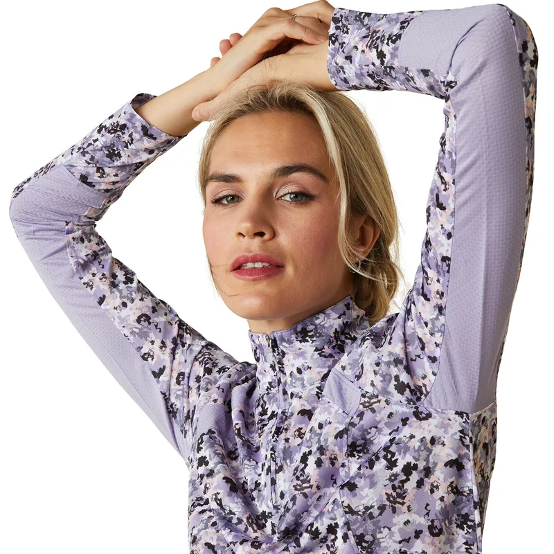 Ariat Women's Sunstopper 2.0 1/4 Zip Baselayer Grey Camo Floral 3 Ariat Women's Sunstopper 2.0 1/4 Zip Baselayer Grey Camo Floral - Image 3