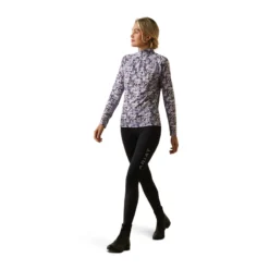 Ariat Women's Sunstopper 2.0 1/4 Zip Baselayer Grey Camo Floral 10 Ariat Women's Sunstopper 2.0 1/4 Zip Baselayer Grey Camo Floral -Equestrian Riding Clothing Store S23 WMS ENGL 10043595 full